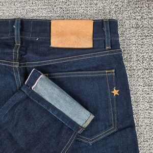 Brave Star Selvedge Mens 34x30 Skeleton Skinny Raw Denim Jeans Dark Indigo